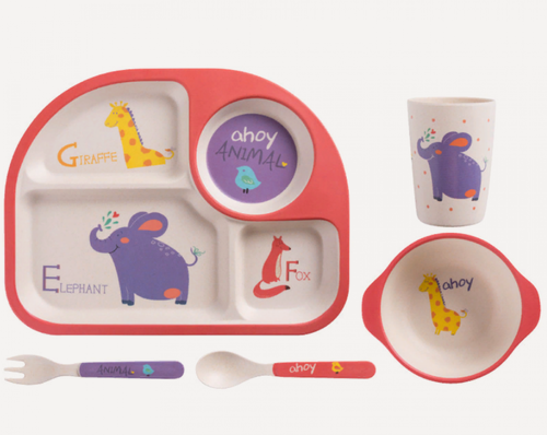 Изображение товара Подарочный детский набор посуды MyPads M153-725 из бамбукового волокна, гипоаллергенный, небьющийся