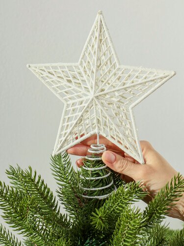 Изображение товара Верхушка на елку Звезда белая 20х24 см, новогоднее украшение для дома и уличной елки, небьющийся декор Y4-7441
