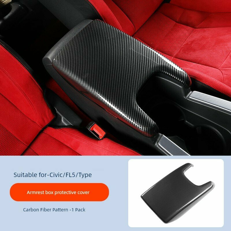 Крышка центрального подлокотника Honda Civic 11-го поколения FL5 для ручной коробки передач - черный карбон