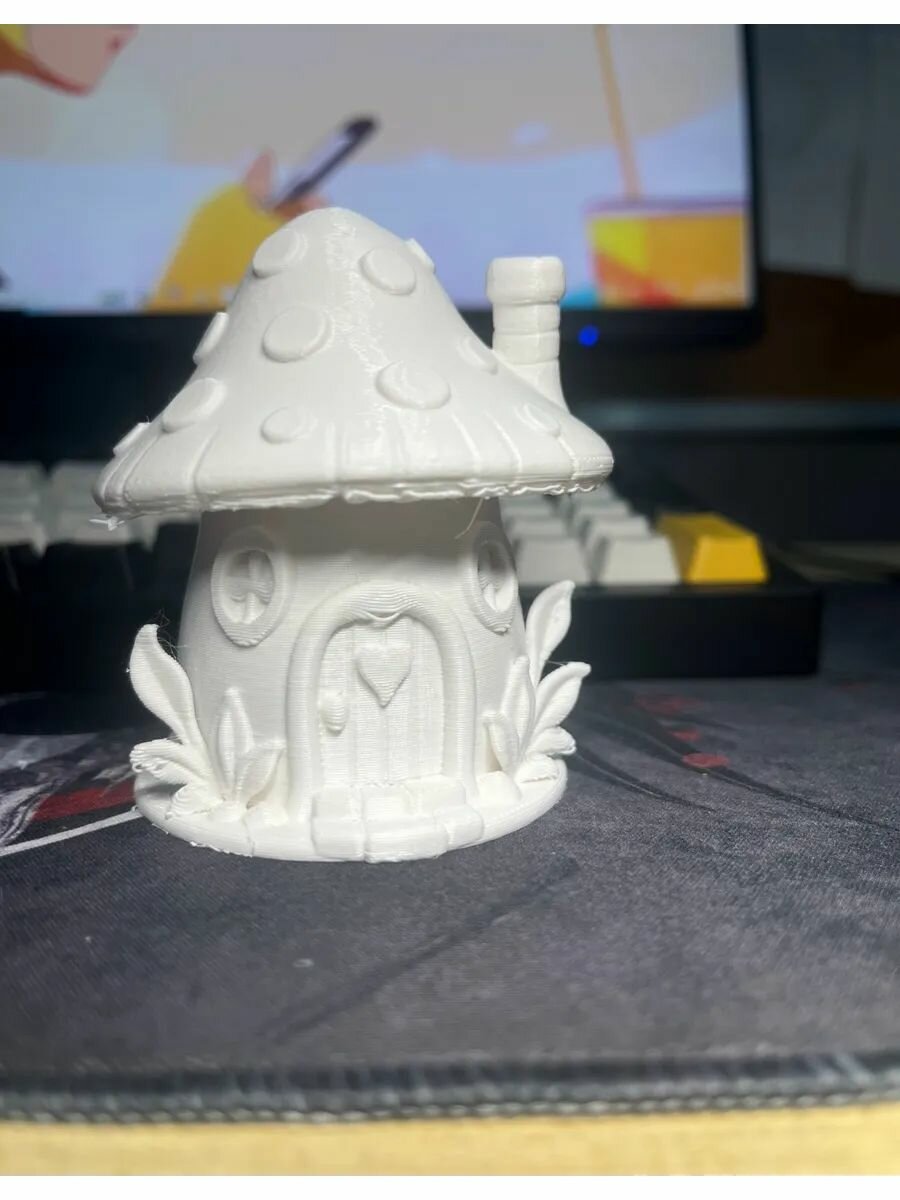 Декоративная Фигурка "Сказочный Грибной Домик" 3D печать из пластика