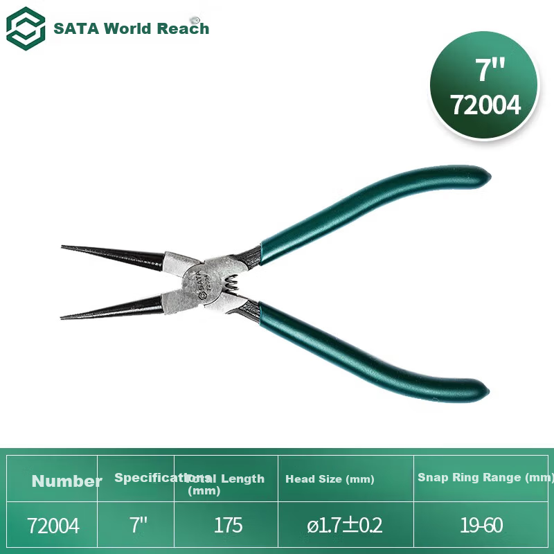 SATA 72004 7-дюймовые прямые клещи с отверстием и пружиной из сплава стали Стиль：Клещи для обжимаРазмер：7-дюймовые