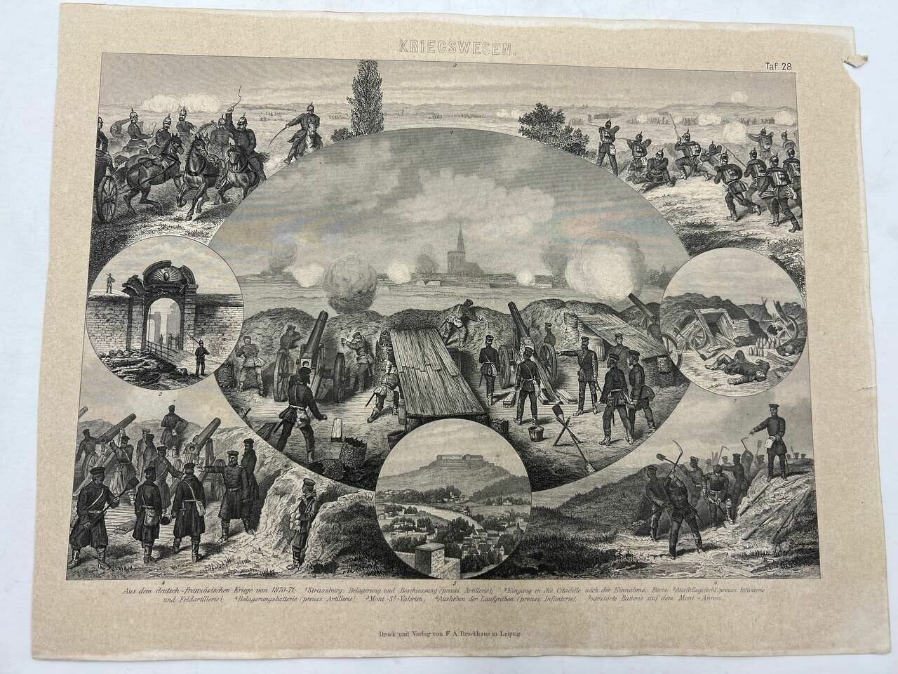 Резцовая гравюра Франко-прусская война 1870-71 годы. Иллюстрированная энциклопедия наук и искусств Брокгауза. Атлас, Лейпциг, 1869-74 гг. 35х26,5 см