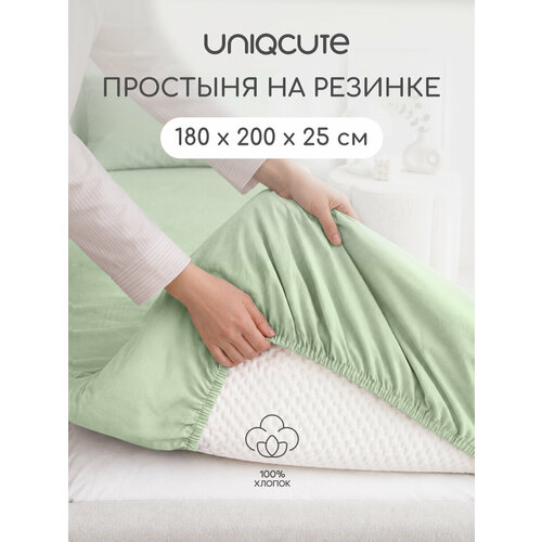 фото Простыня uniqcute на резинке 180х200х25 см, поплин, хлопок 100%, муссон