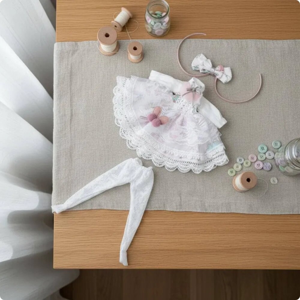 Платье с большим подолом для куклы BJD 30 см