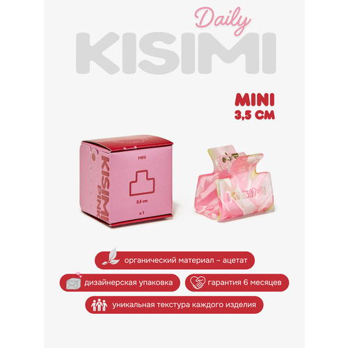 фото Заколка-краб для волос kisimi mini, коллекция: daily, цвет: розовый, 1 шт.