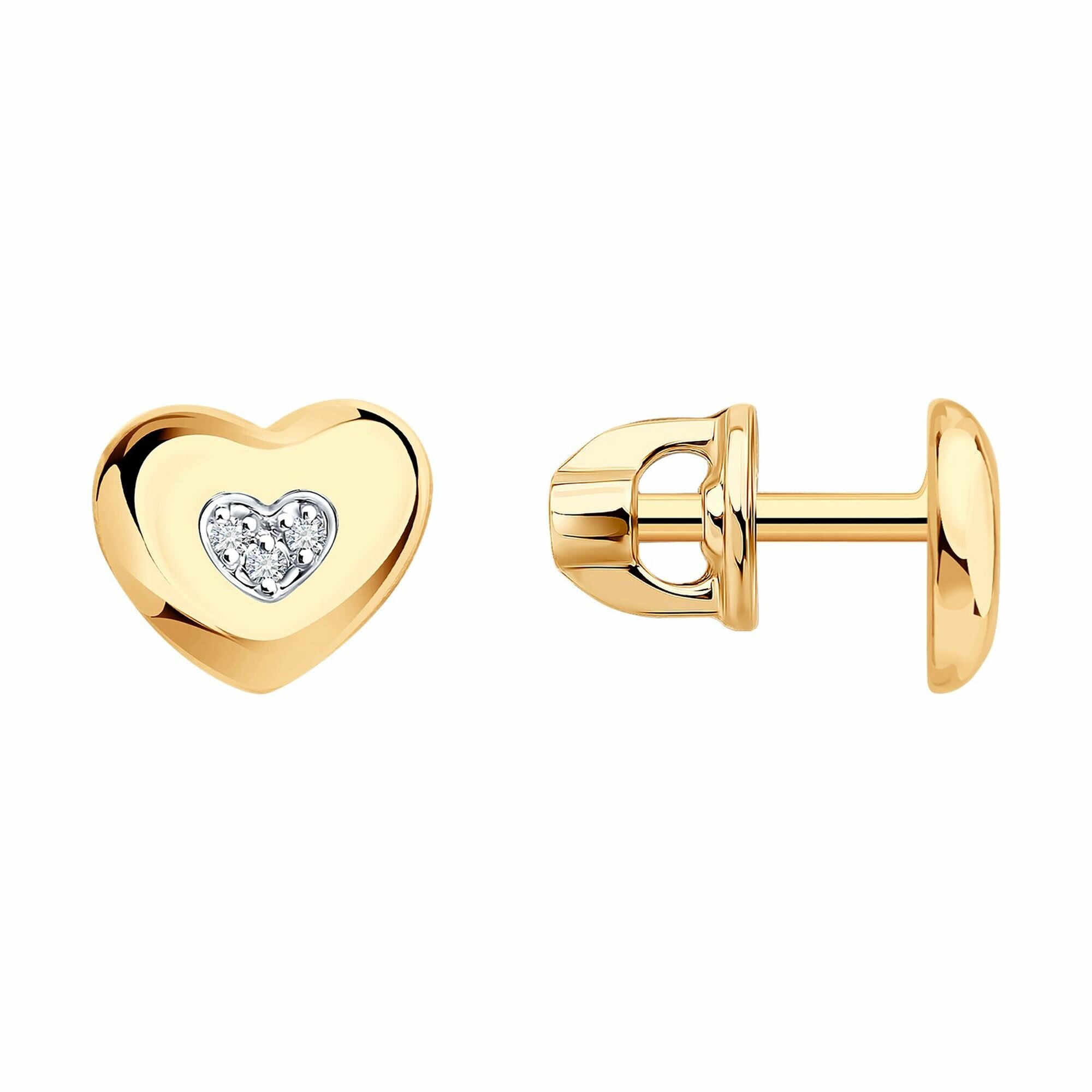 Серьги Diamant online, красное золото, 585 проба, бриллиант