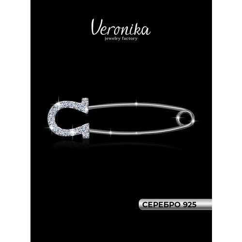 фото Брошь veronika, серебро, 925 проба, родирование, фианит, , white