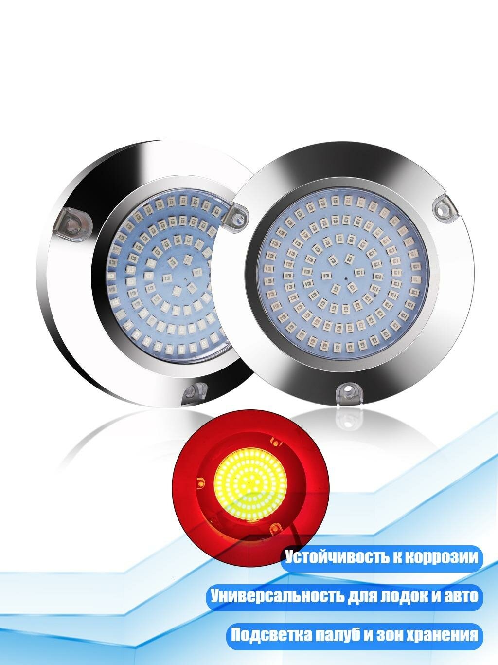 Светильник транцевый 45W 90LED, красный - 2шт
