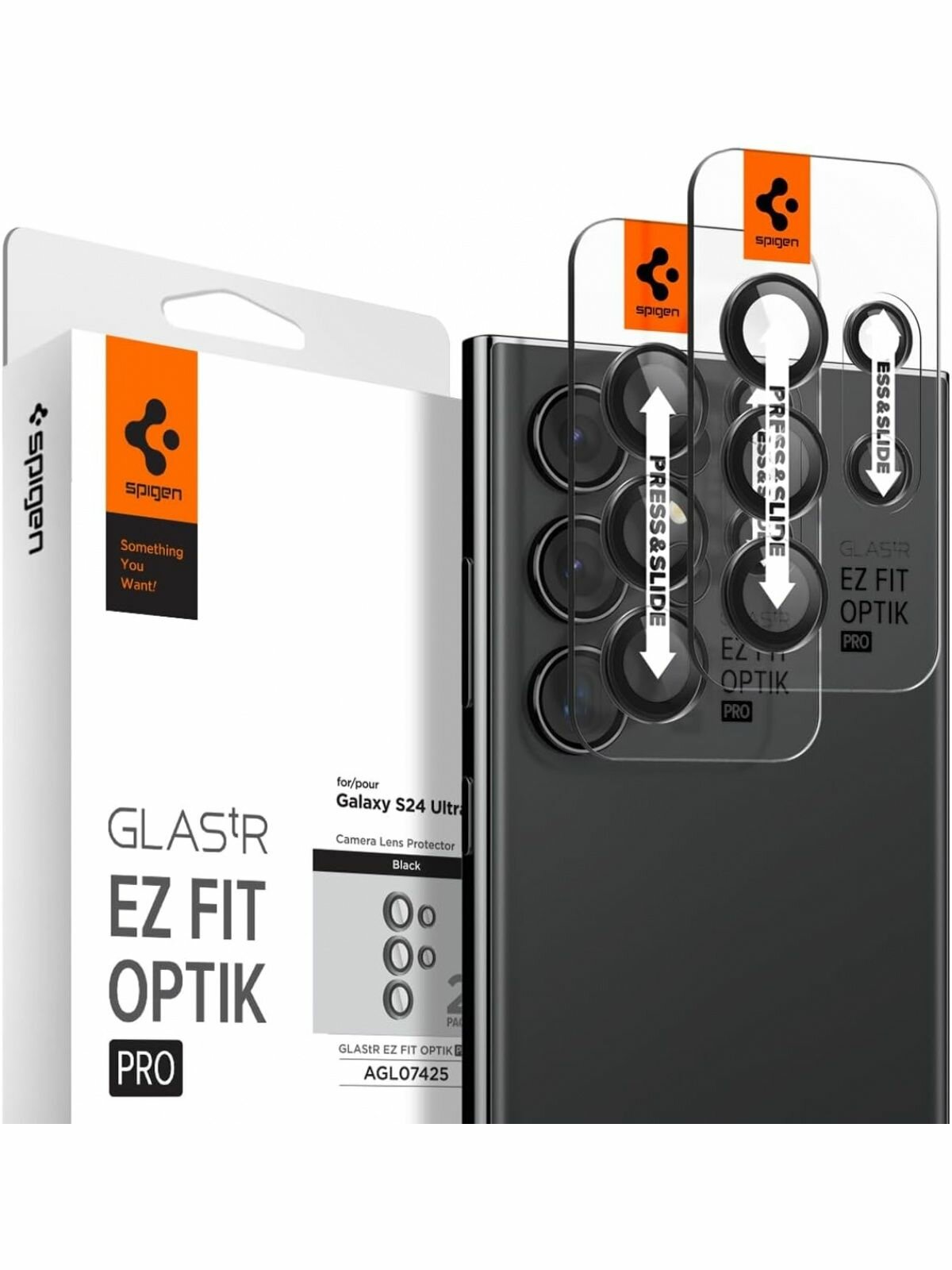 Защитное стекло Spigen для камеры Samsung Galaxy S26 Ultra GlasTR EZ Fit Optik Pro титановый черный 2 шт
