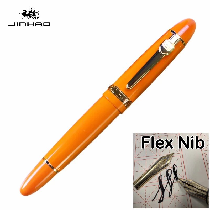 Перьевая ручка Jinhao 159, оранжевый цвет, flex nib