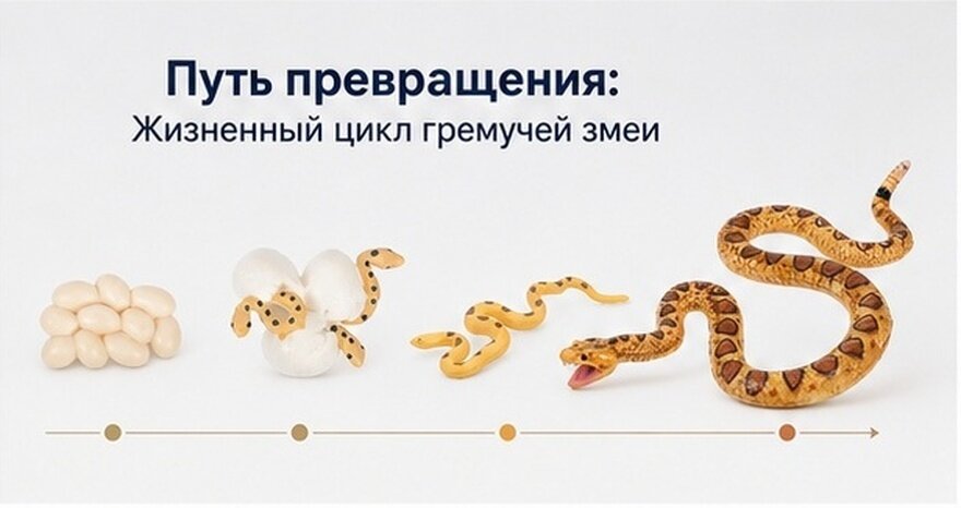 Набор Из 4 Штук Фигурок Цикла Жизни Имитации Гремучей Змеи Познавательная Игрушка Для Детей 11x6cm
