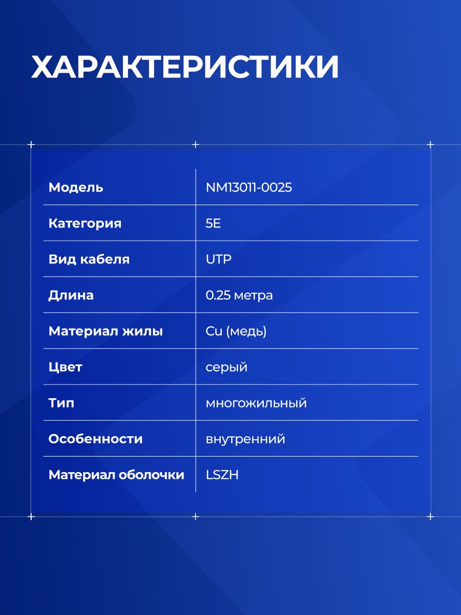 Патч-корд Neomax RJ 45 медный 0.25 м, UTP cat.5e, многожильный, серый, сетевой интернет кабель