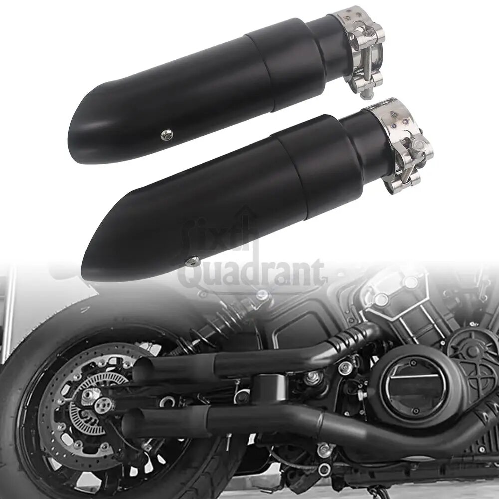 Выхлопные патрубки с хомутами для Indian Scout 2015-2024, стальной сплав, черные, в стиле Slash Cut, для мотоциклов