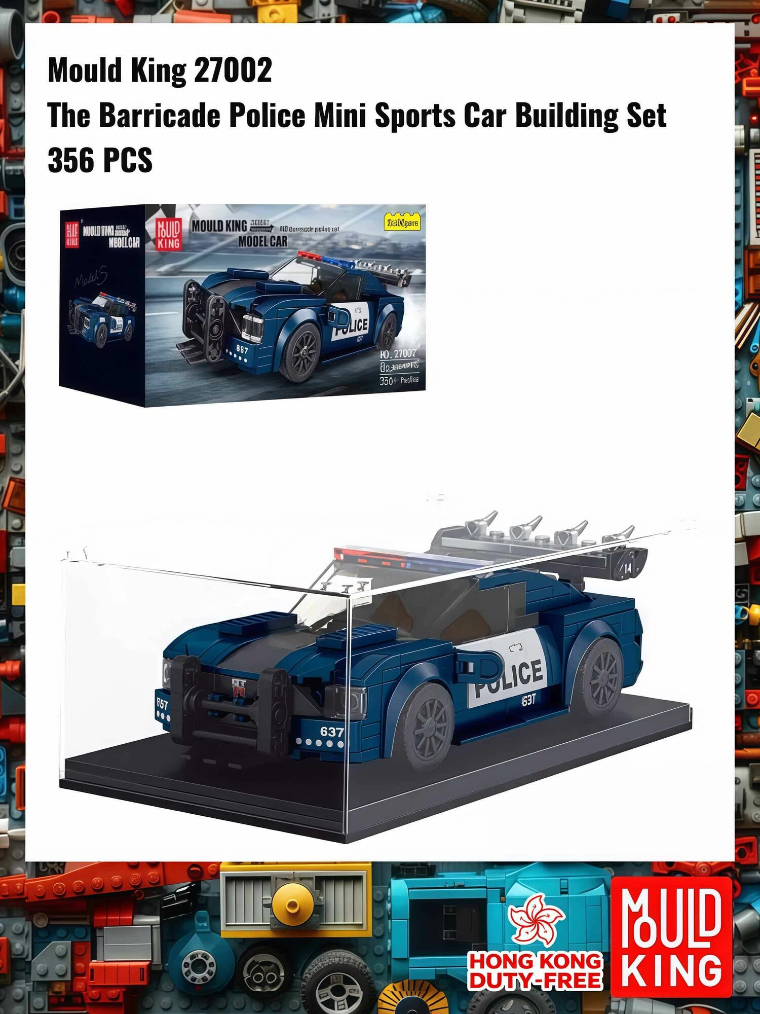 Пластиковый конструктор Mould King 27002 The Barricade Police Mini Sports Car Building Set 356 PCS