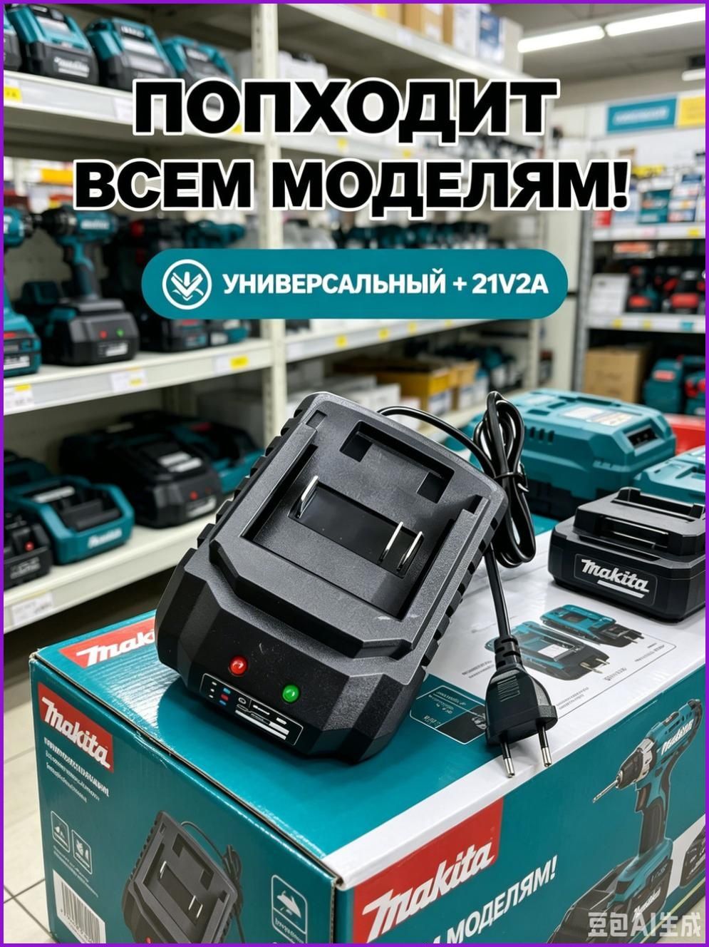 Зарядное устройство быстрое, 21V, 1 шт, для литиевых аккумуляторов, зарядка в гараже и на объекте