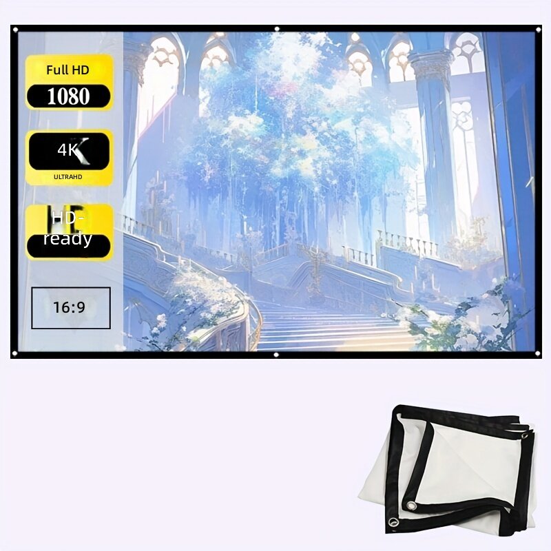 Проекторный экран 100 дюймов, формат 16:9, высокоплотная модель, складной, двусторонний, поддержка 4K