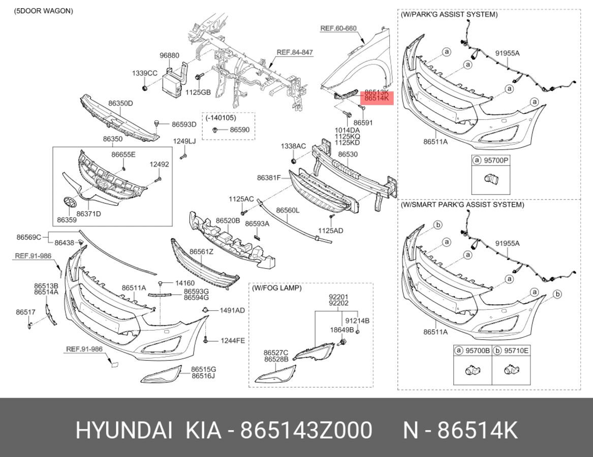 Кронштейн крепления панели бампера org (Hyundai/Kia 865143Z000)