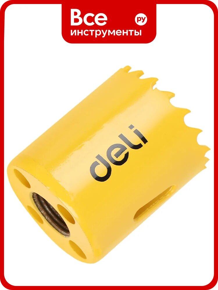 Коронка биметаллическая DELI 32мм DH-SKK032-E1 (макс глубина сверления 38мм, шаг зубьев 4-6мм, 42CrMo+M3) 171761