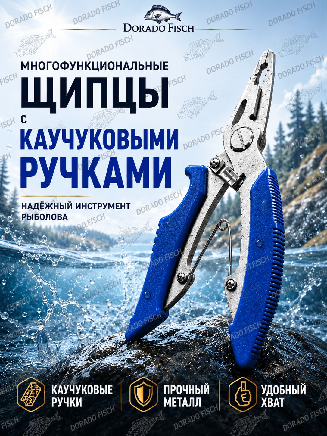 Щипцы плоскогубцы / ножницы рыболовные для лески.