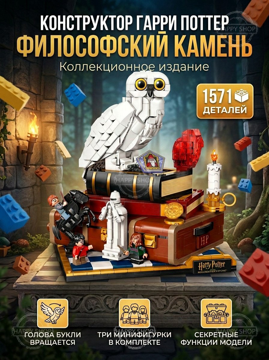 Конструктор Гарри Поттер Философский камень 1571 деталь, в подарок для детей от 8 лет