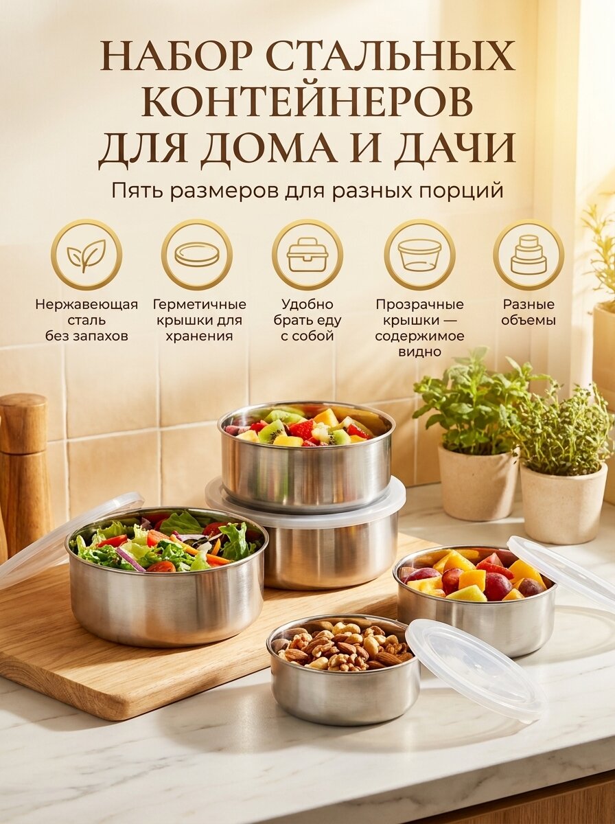 Набор контейнеров, для дома и дачи, полезный аксессуар, удобная вещь — фото 1