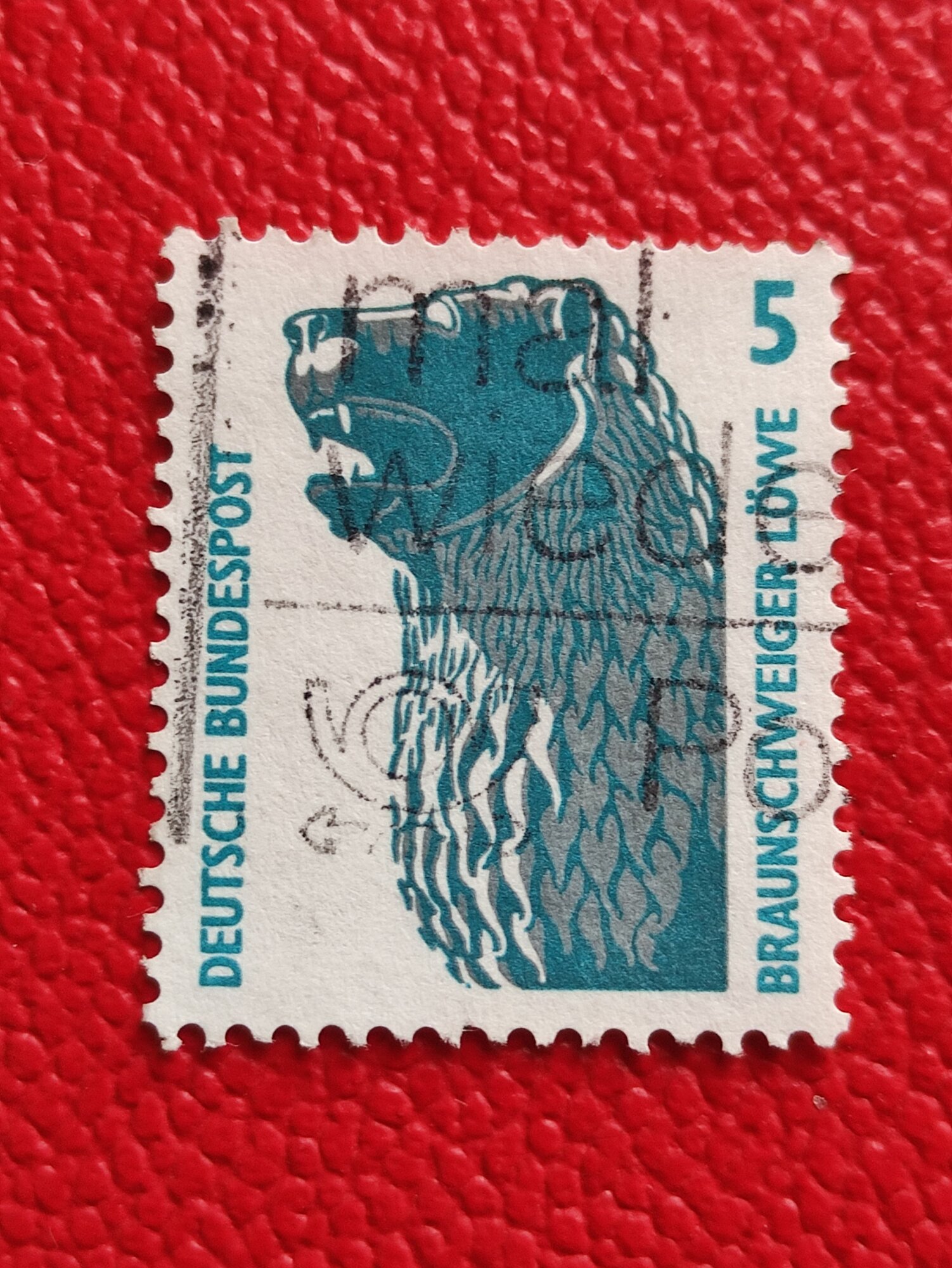 Марки Германия 1990. Статуя льва, Брауншвейг. Серия: "Достопримечательности". Гашение. Редкость - см фото