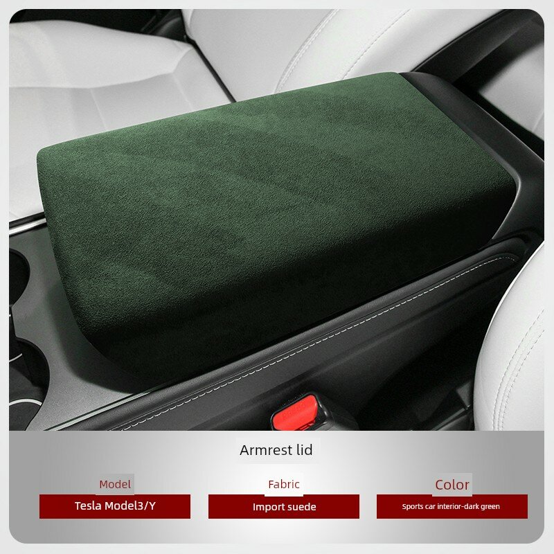 Чехол для подлокотника автомобиля Tesla Model Y/3 2019-2024, темно-зеленый, без этикетки