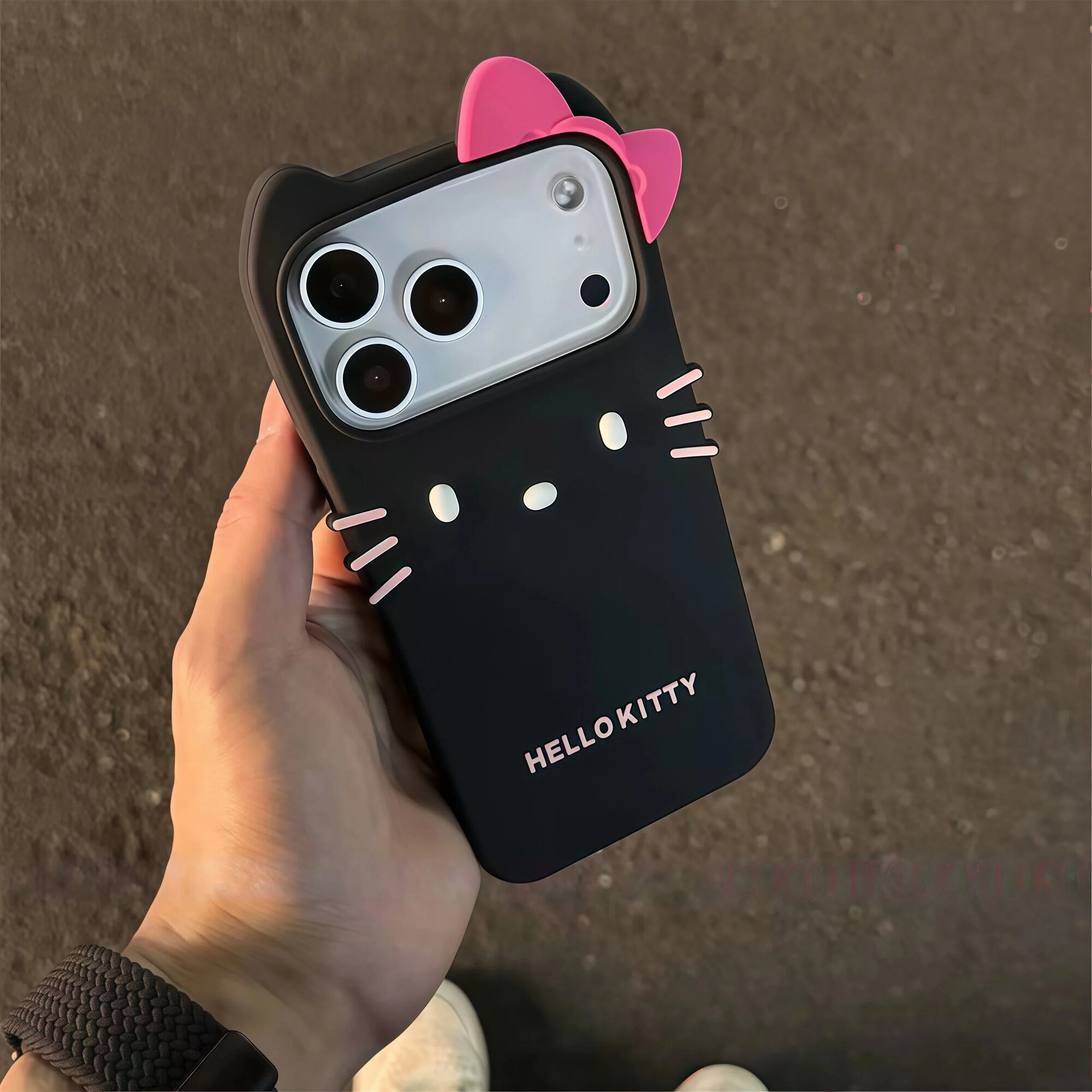 Милый Чехол Для Телефона Hello Kitty В Стиле INS Для iPhone 12-18 Pro iPhone17 Pro, Черный, Black