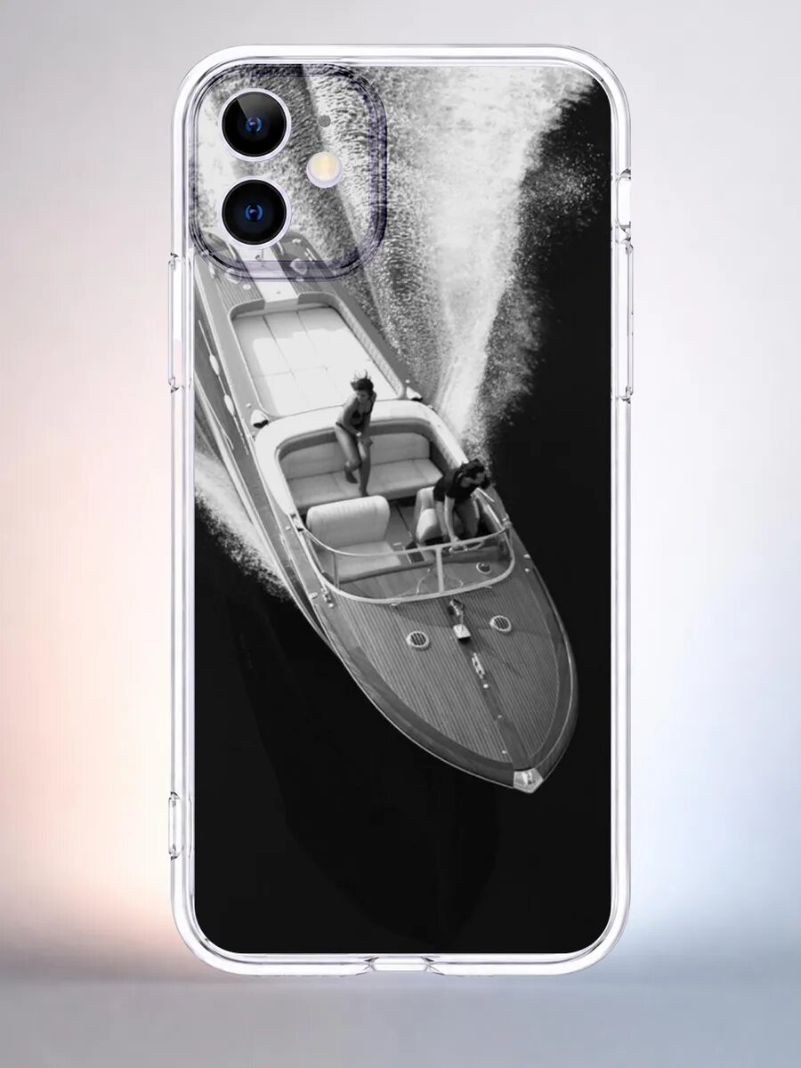 Чехол iPhone 11 катер гонка вдвоём силиконовый