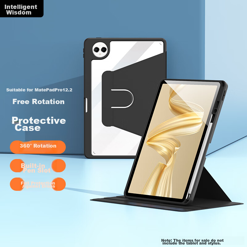 Zhisihui Защитный чехол для Huawei MatePad Pro 12.2 дюйма с поворотной подставкой, прозрачный чехол с держателем для
