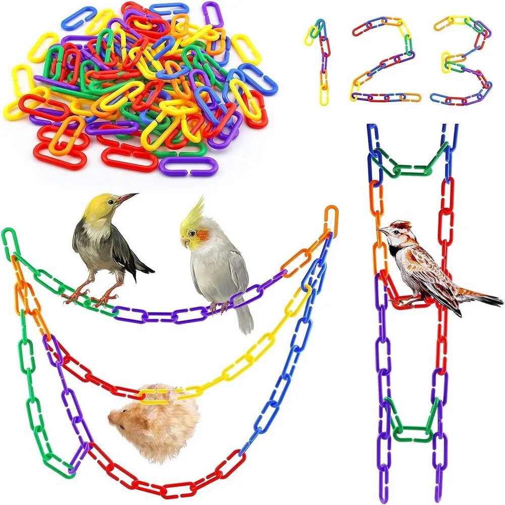 Цветные пластиковые звенья 100 шт. для DIY игрушек, качелей для птиц и хомяков
