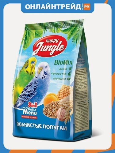 Изображение товара Корм Happy Jungle для волнистых попугаев 500 г