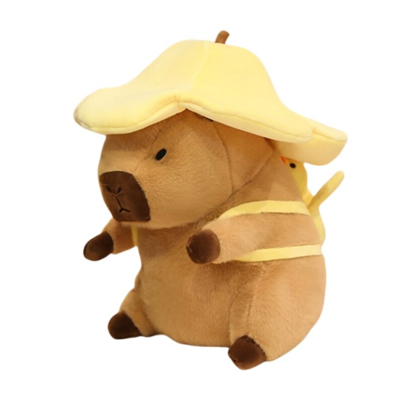 Плюшевая кукла унисекс Tak Bebe Капибара, 40CM EU, Yellow Flower Hat+Yellow Duck Backpack