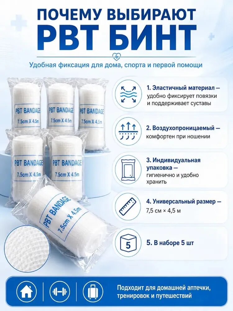Спортивный бинт 7.5см Х 450 см