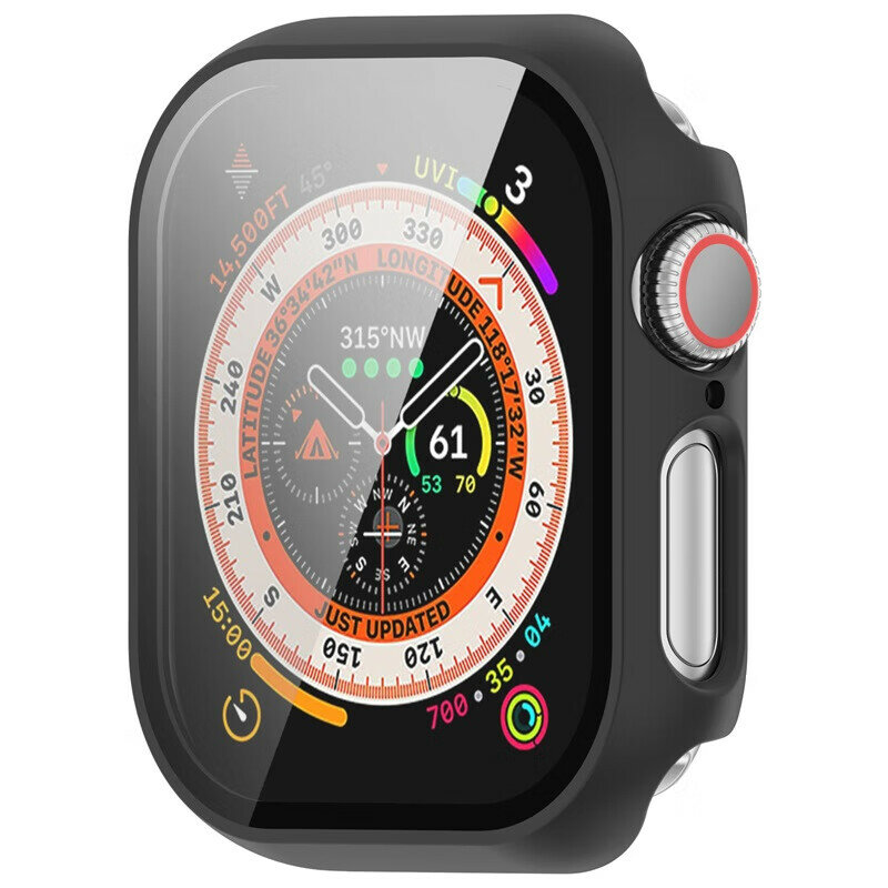 KMaxAI защитный чехол для Apple Watch S11 с закаленным стеклом 46 мм черный комплект Цвет：Комплект жесткого чехла и