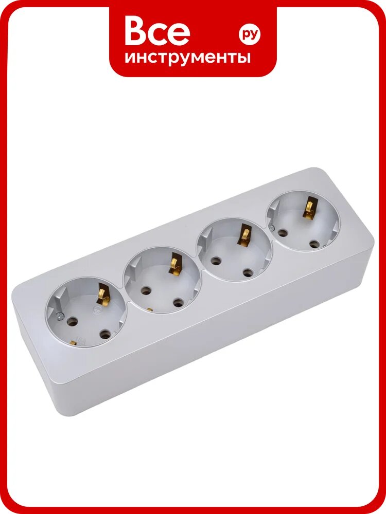 4-местная розетка STEKKER с/з открытой установки 250в, 16а, ip20, серия софия, серебро, mst16-14-03 49332