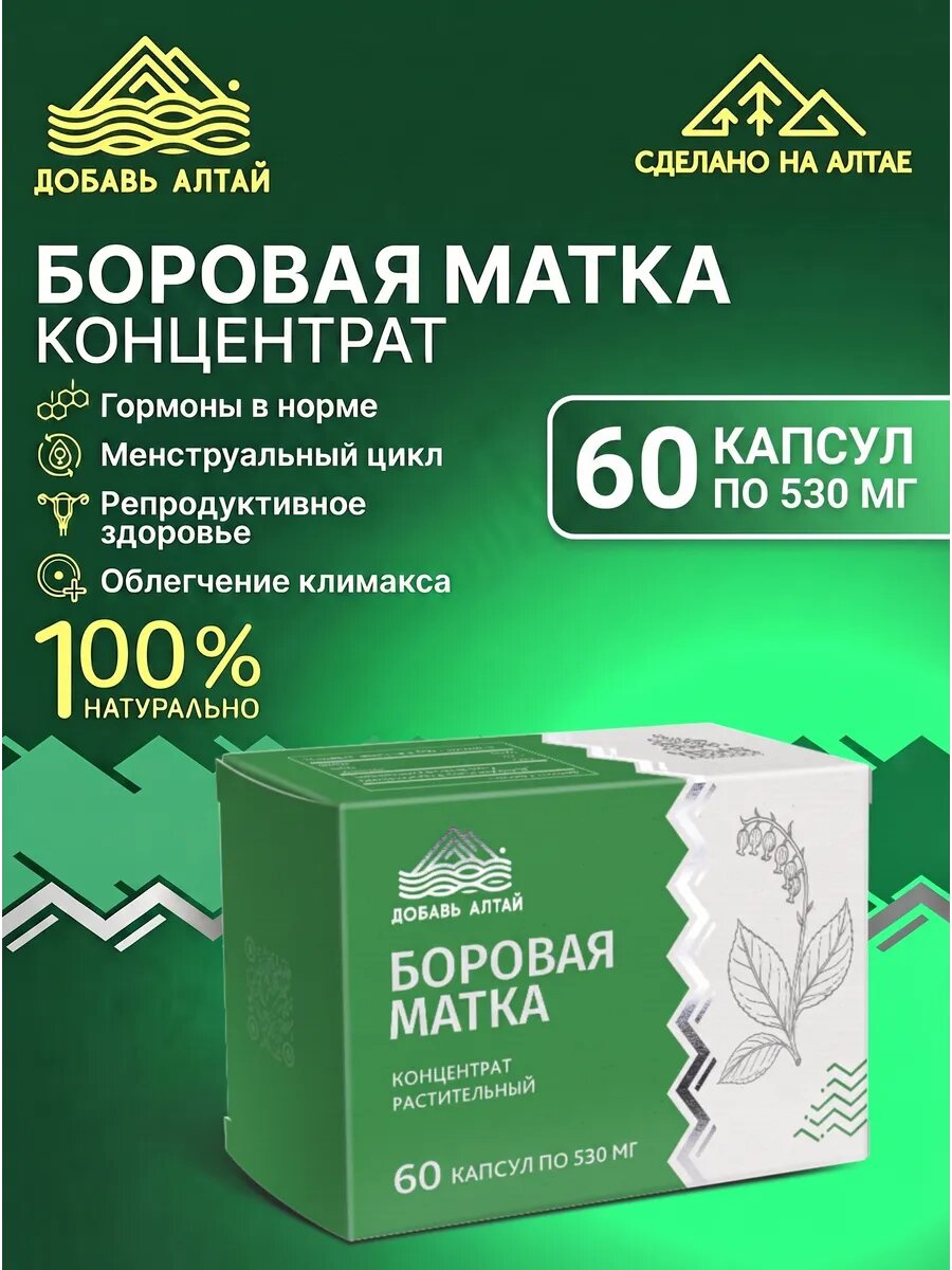 Боровая матка концентрат растительный в капсулах 60 штук, натуральное средство с Алтая