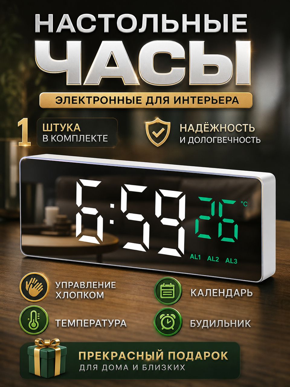 Настольные часы Электронные 1 шт