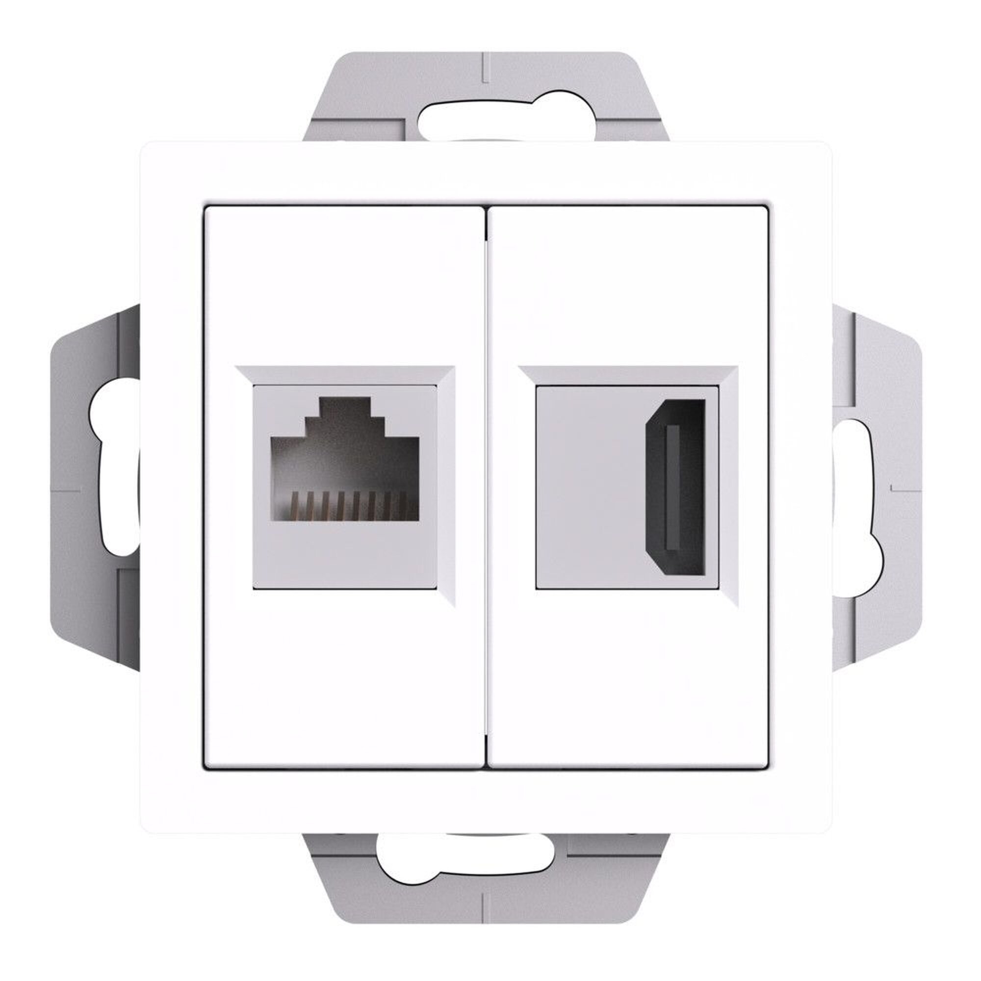 Розетка двойная HDMI+RJ45, кат.5Е, механизм белый AtlasDesign