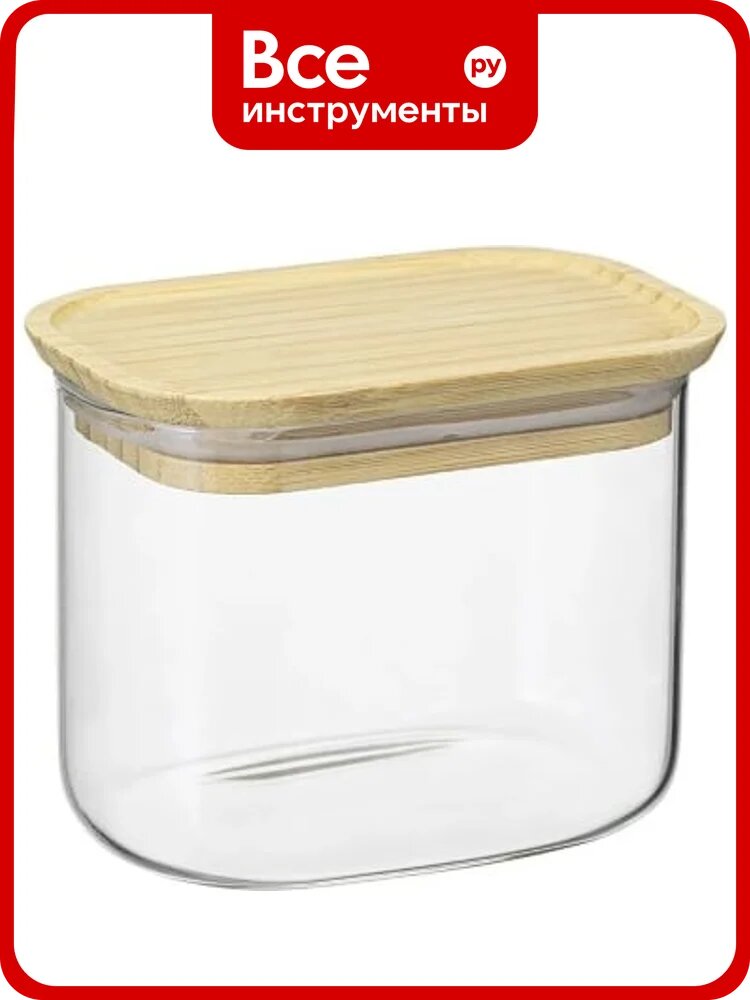 Банка для хранения Smart Solutions прямоугольная Glass Bamboo, 0.6 л SS0000166
