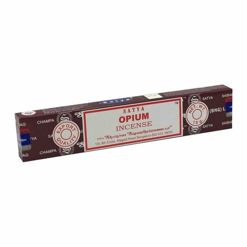 Благовония Opium Incense (Опиум) Ароматические индийские палочки для дома, йоги и медитации, Satya (Сатья), 15г благовоние черный опиум