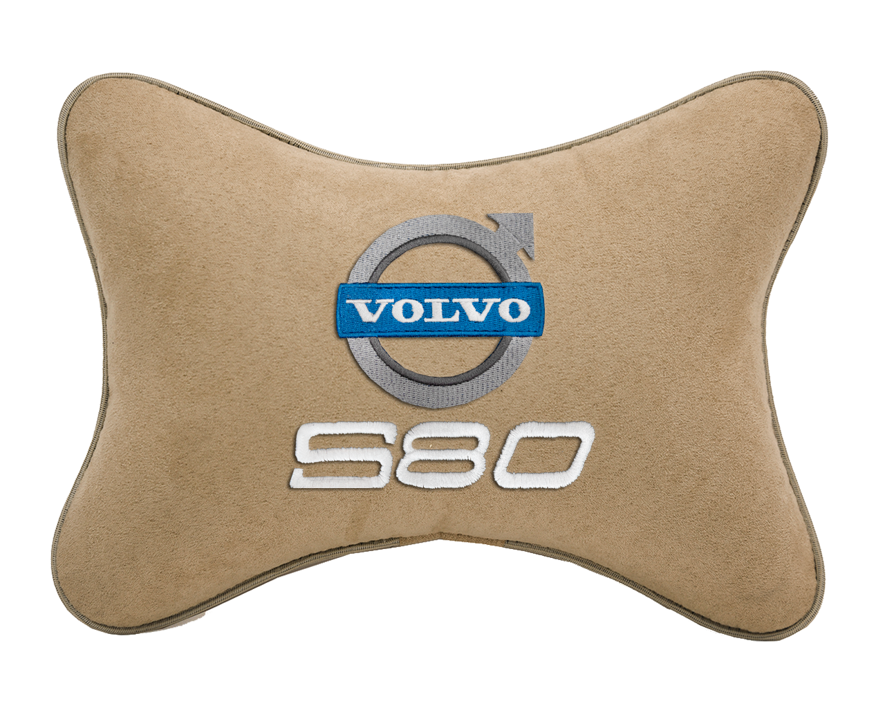 Подушка на подголовник алькантара Beige с логотипом автомобиля VOLVO S80