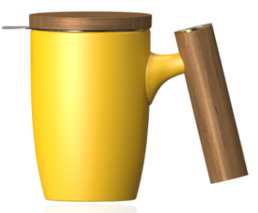 фото Керамическая кружка с крышкой и ситечком 450мл