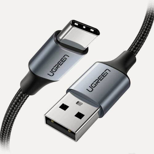 Изображение товара Кабель для зарядки и передачи данных USB A Male - USB C Male Ugreen, 3A, 0.5м, в оплетке, черный (60125)