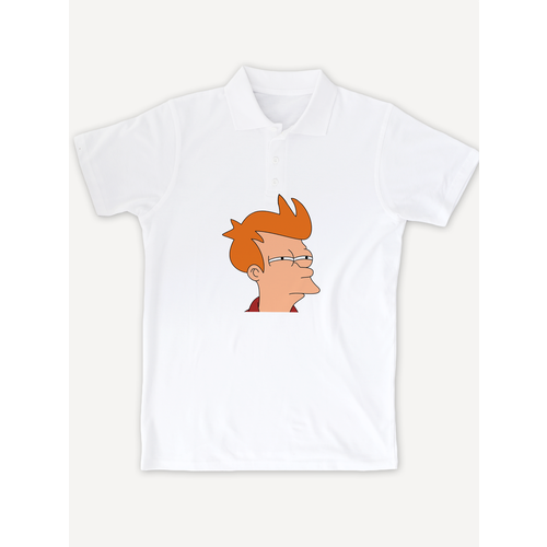 фото Поло printhan футболка-поло с принтом футурама фрай унисекс, белая, размер s (46), белый