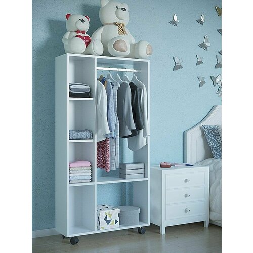 Шкаф для одежды открытый белый шкаф пенал рейл для одежды 5303₽