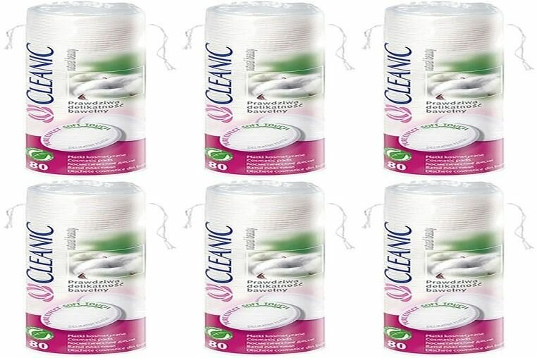 Cleanic Ватные диски Pure Effect, гигиенические, 80 шт, 6 уп