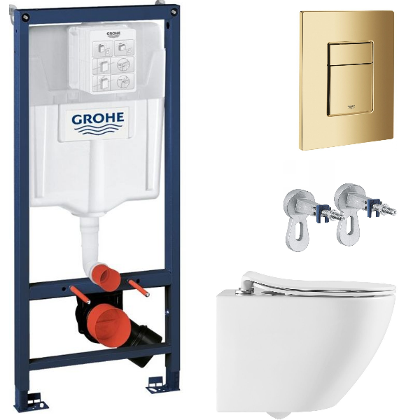 Инсталляция для унитазов GROHE кнопка смыва золото брашированное унитаз подвесной безободковый ТОРНАДО СМЫВ крышка микролифт
