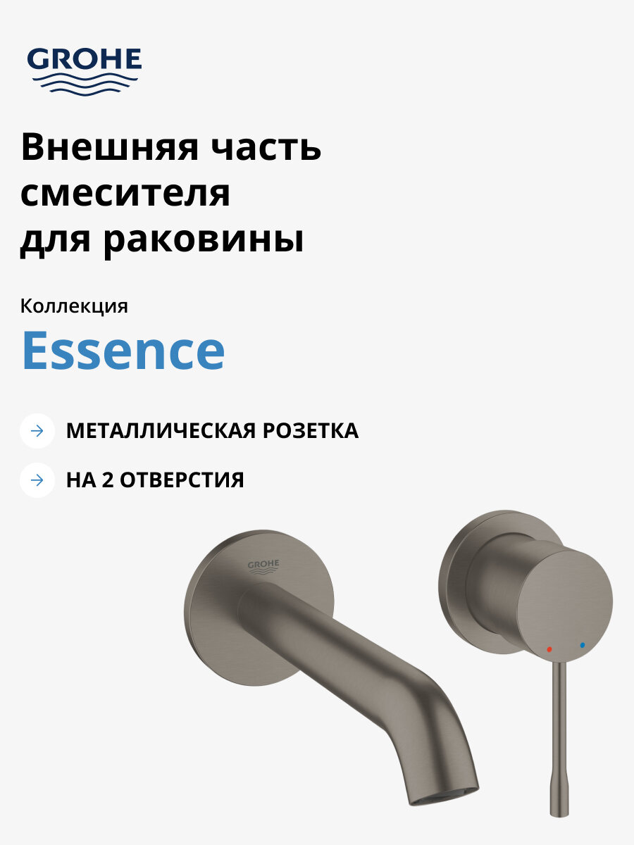 Смеситель для раковины GROHE Essence+, темный графит матовый (19408AL1)