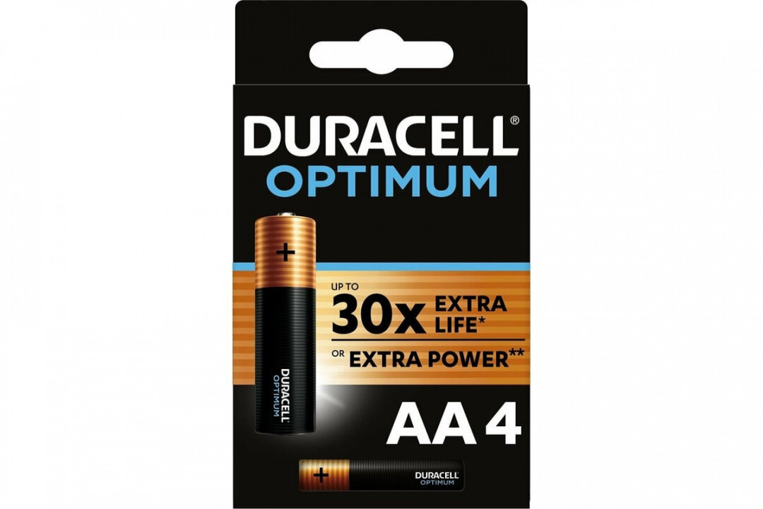 Батарейка алкалиновая AA, Duracell Optimum, LR06/4B, 4шт в блистере